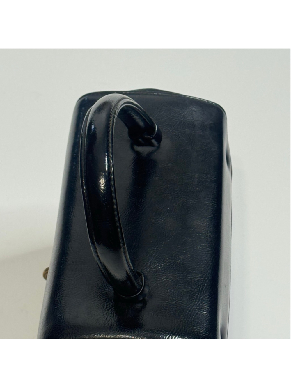 Vintage Garay Black Structured Top Handle Handbag Retro Minimalist - Picture 7 of 12